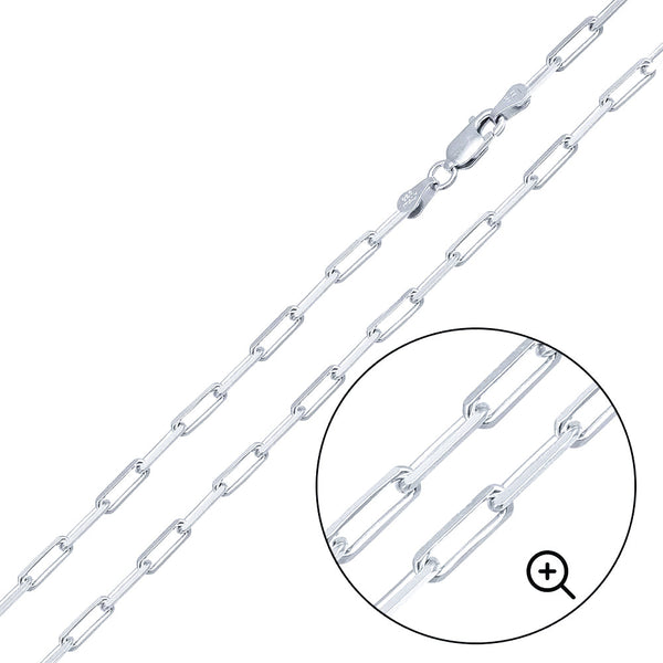 925 Sterling Silver Diamond Cut Paperclip Link 100 2.9mm Chain - CH35 SL