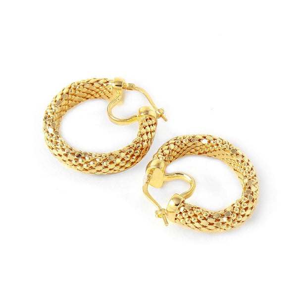 Silver 925 Gold Plated Thin Crescent Chain-texture Earrings