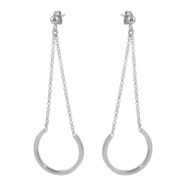Sterling Silver Rhodium Plated  Dangling Horse Shoe Earrings