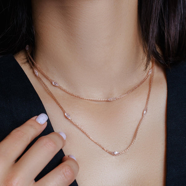 Silver 925 Rose Gold Plated Mystical Chain Italian Necklace