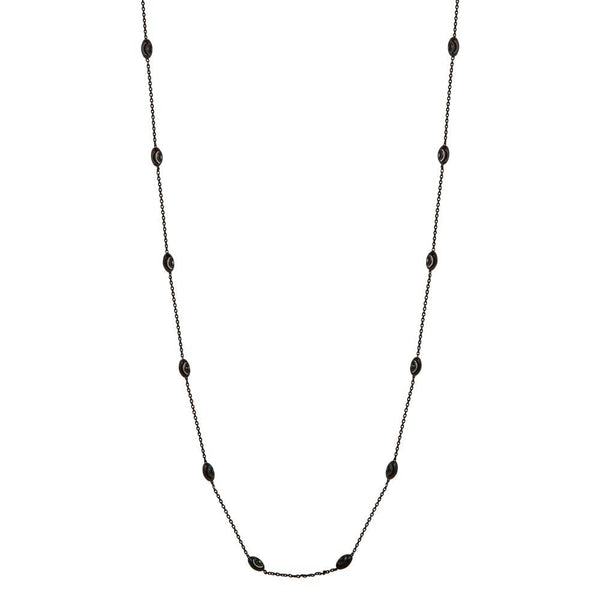 Black Rhodium Plated 925 Sterling Silver Diamond Cut Oval Italian Necklace