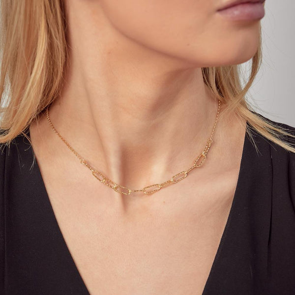 Gold Plated 925 Sterling Silver Diamond Cut Link Chain Necklace