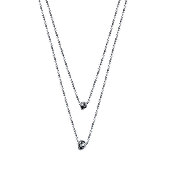 Rhodium Plated 925 Sterling Silver Multi Beaded Chain Knot Charm Necklace