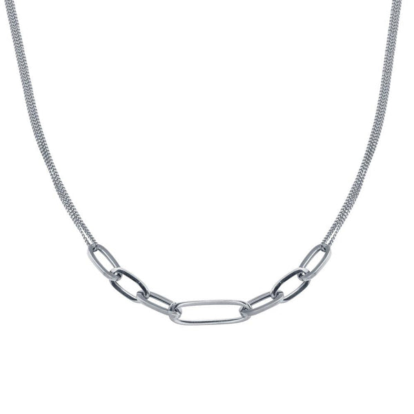 Rhodium Plated 925 Sterling Silver  Cuban Paperclip Chain Necklace