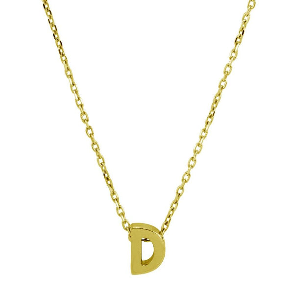 Gold Plated 925 Sterling Silver Small Initial D Necklace