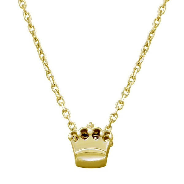 Gold Plated 925 Sterling Silver Mini Crown Pendant Necklace