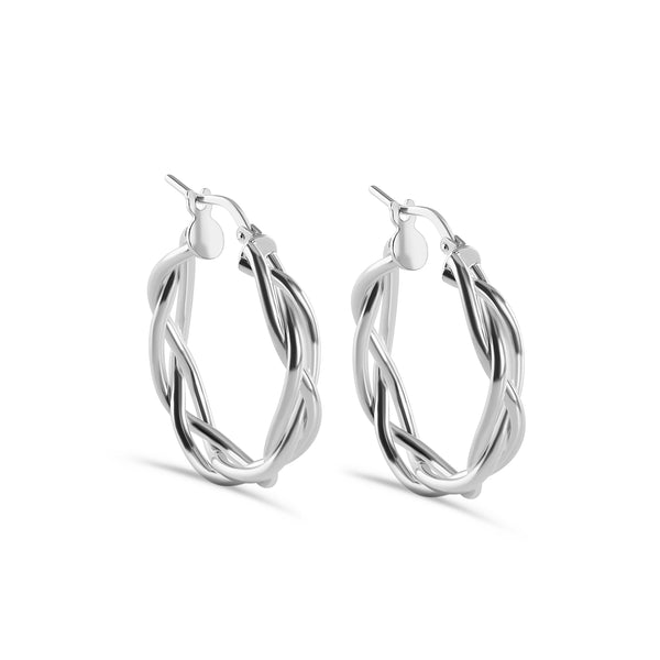 High Polished 925 Sterling Silver Weave Hoop Earring