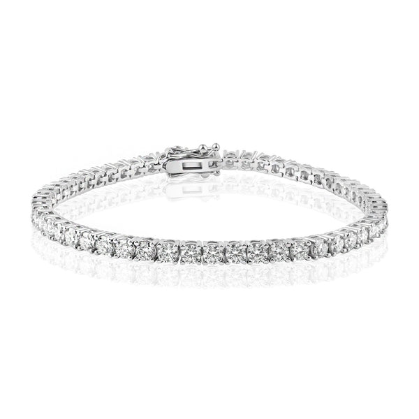 Rhodium Plated 925 Sterling Silver Moissanite Stone 3mm Tennis Bracelet