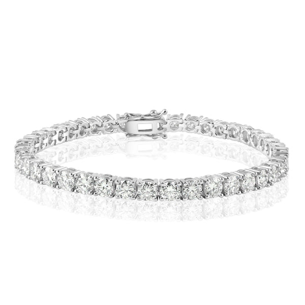 Rhodium Plated 925 Sterling Silver Moissanite Stone 4mm Tennis Bracelet