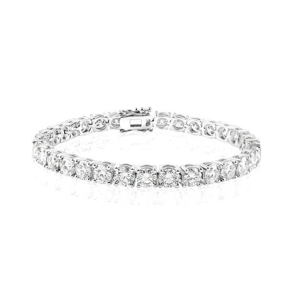 Rhodium Plated 925 Sterling Silver Moissanite Stone 5mm Tennis Bracelet