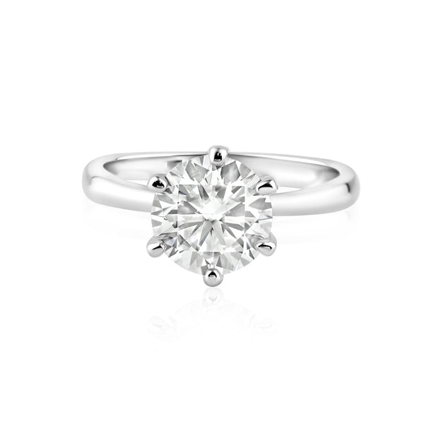 Rhodium Plated 925 Sterling Silver 2 Carat Moissanite Ring