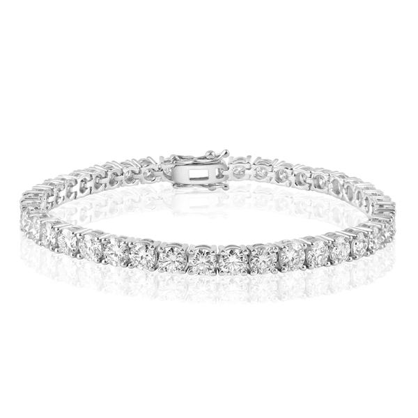 Rhodium Plated 925 Sterling Silver Moissanite Stone 2.5mm Tennis Bracelet