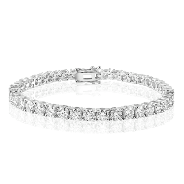 Rhodium Plated 925 Sterling Silver Moissanite Stone 5mm Tennis Bracelet