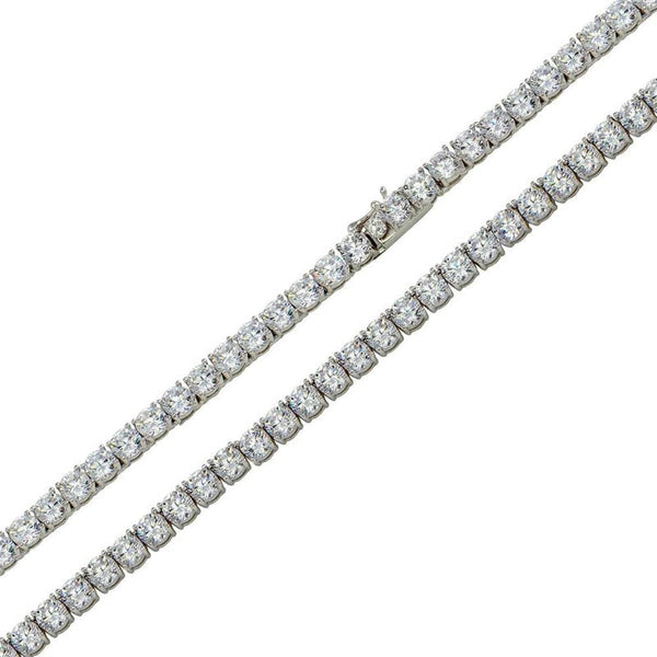Rhodium Plated 925 Sterling Silver Moissanite Stone 4mm Tennis Necklace