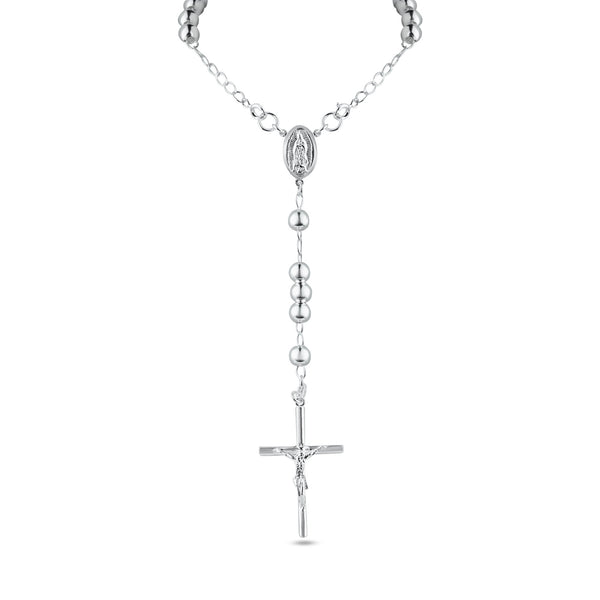 High Polished 925 Sterling Silver Rosary 6mm