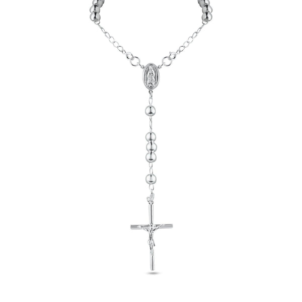 High Polished 925 Sterling Silver Rosary 5mm