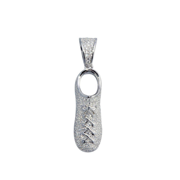 Rhodium Plated 925 Sterling Silver Sneaker Shoe Hip Hop Pendant