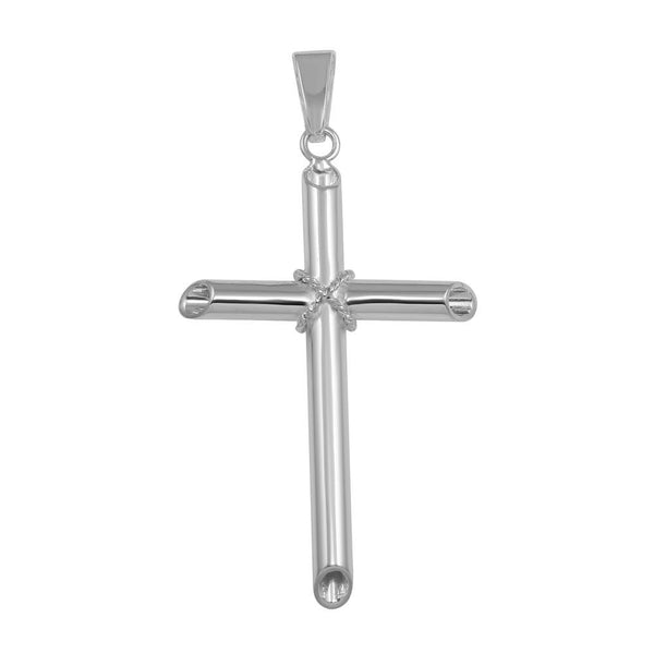 High Polished 925 Sterling Silver Large Rope Hollow Cross Pendant