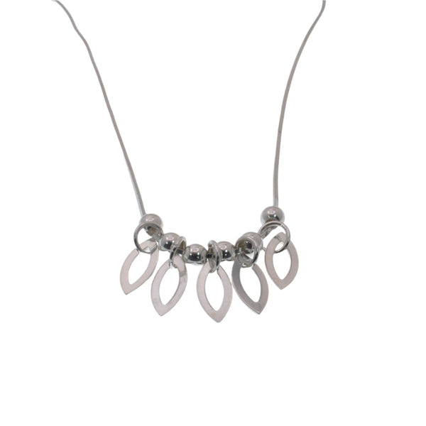 High Polish 925 Sterling Silver Dainty Multi Almond Shaped Dangle Large Bead Necklace