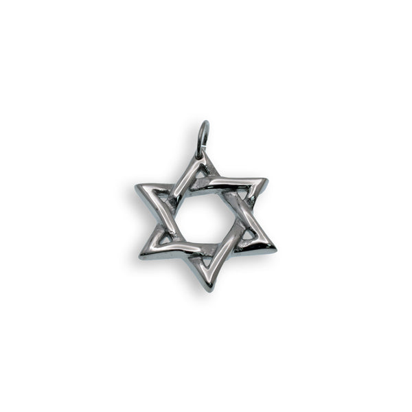 Rhodium Plated Stainless Steel Star of David Pendant