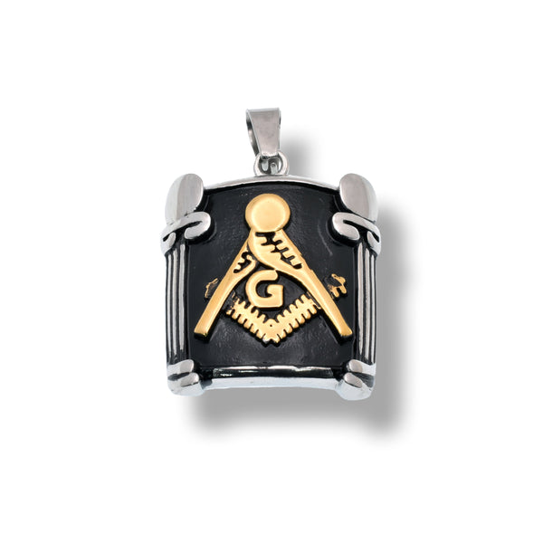 Two Tone Rose Gold & Rhodium Plated Stainless Steel Stripped Cross Pendant - SSP00505