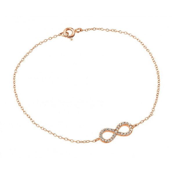 Silver 925 Rose Gold Plated Infinity Clear CZ Bracelet