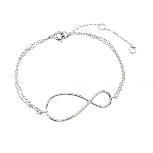 Silver 925 Rhodium Plated Exaggerated Infinity Sign Bracelet