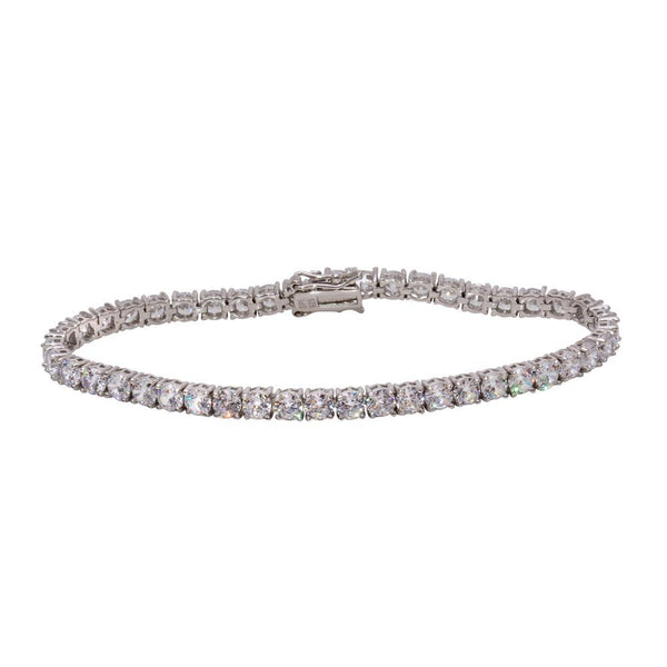 Rhodium Plated 925 Sterling Silver CZ Tennis Bracelet