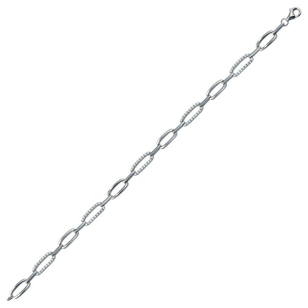 Rhodium Plated 925 Sterling Silver 4.5mm CZ Oval Link Tennis Bracelet