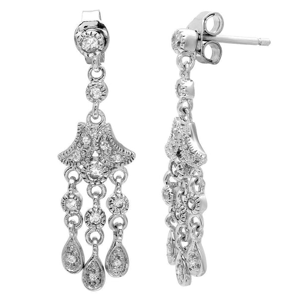 Silver 925 Rhodium Plated Chandelier Hanging Earrings
