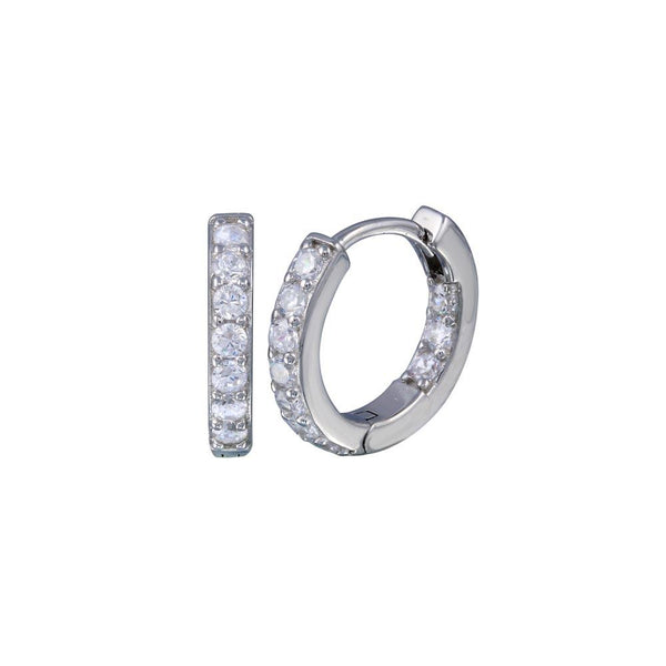 Silver 925 Rhodium Plated CZ huggie hoop Earrings