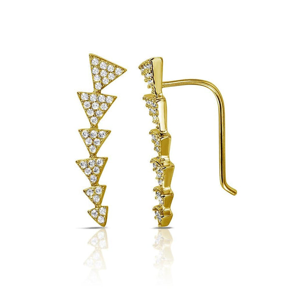 Gold Plated 925 Sterling Silver 6 Arrow Up CZ Climbing Earrings