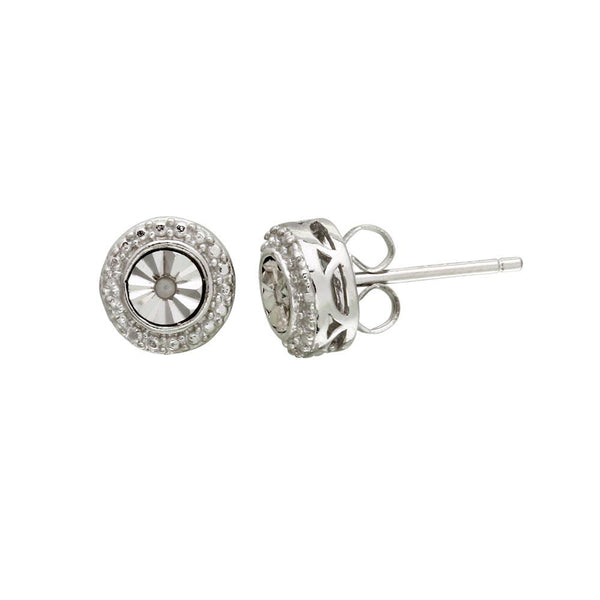 Rhodium Plated 925 Sterling Silver Round Earrings