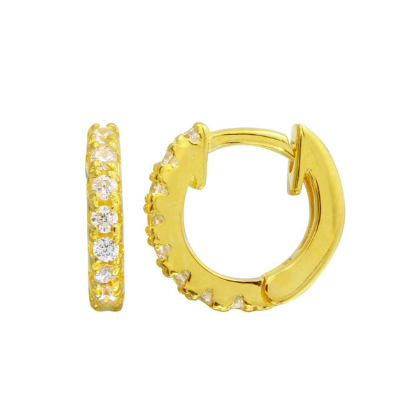 Gold Plated 925 Sterling Silver CZ huggie hoop Earrings 9.3mm