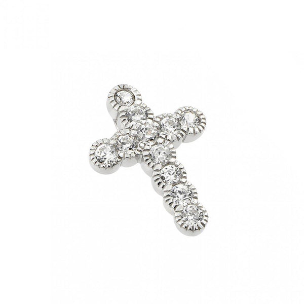 Silver 925 Rhodium Plated Clear CZ Cross Pendant