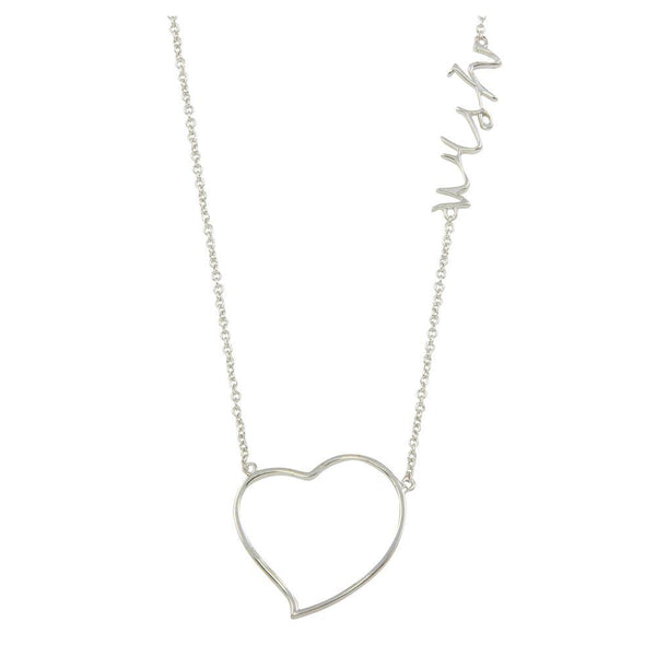 Rhodium Plated 925 Sterling Silver Heart "Wish" Necklace