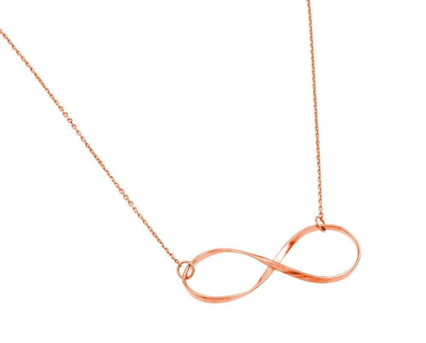 Silver 925 Rose Gold Plated Clear CZ Infinity Pendant Necklace