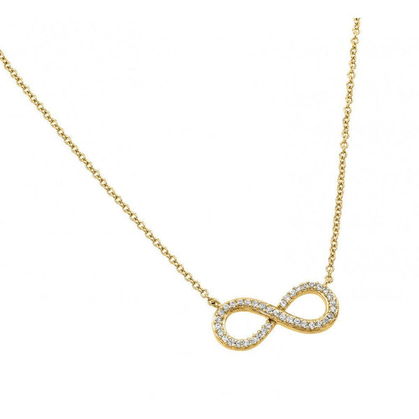 Silver 925 Gold Plated Clear CZ Infinity Pendant Necklace