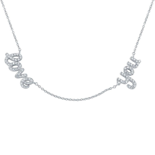 Silver 925 Rhodium Plated 'love you' Pendant Necklace