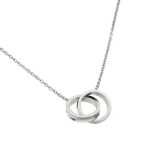 Silver 925 Rhodium Plated Interlocking Rings Pendant Necklace