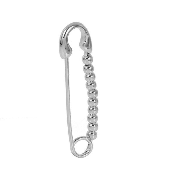 Rhodium Plated 925 Sterling Silver Bead Pin Necklace