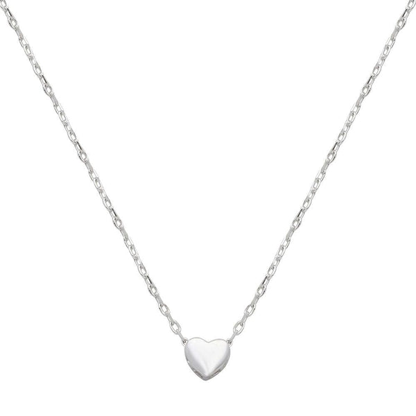 Rhodium Plated 925 Sterling Silver Small Heart Necklace
