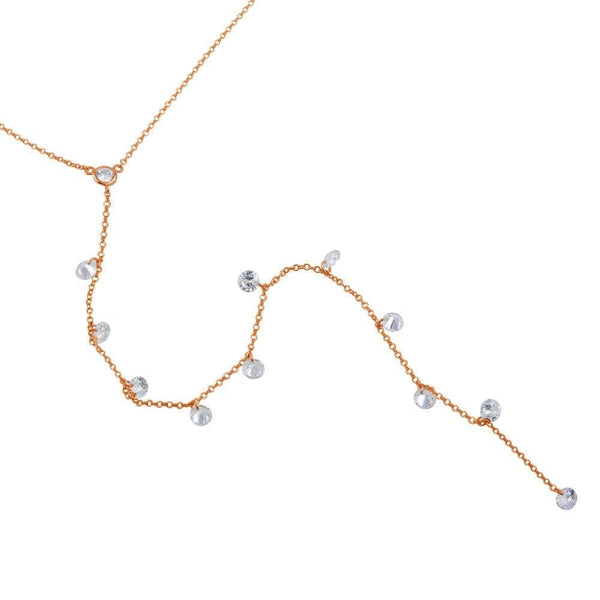 Rose Gold Plated 925 Sterling Silver Drop CZ Necklace