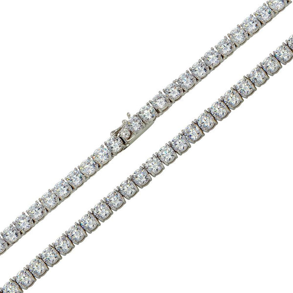 Rhodium Plated 925 Sterling Silver Round CZ Tennis Necklace 4.5mm
