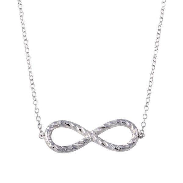 Rhodium Plated 925 Sterling Silver Rope Infinity Necklaces