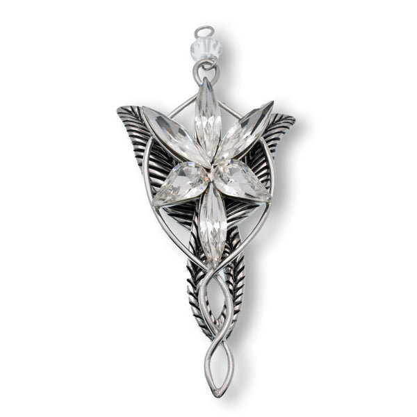 Rhodium Plated 925 Sterling Silver Evenstar Marquise Clear CZ 29mm x 68mm Pendant