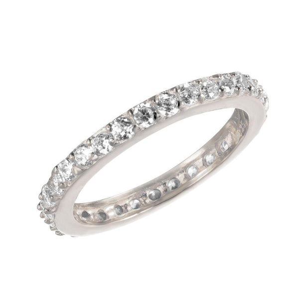 Silver 925 Rhodium Plated CZ Stackable Eternity Ring