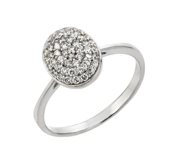 Silver 925 Rhodium Plated Round Oval CZ Ring