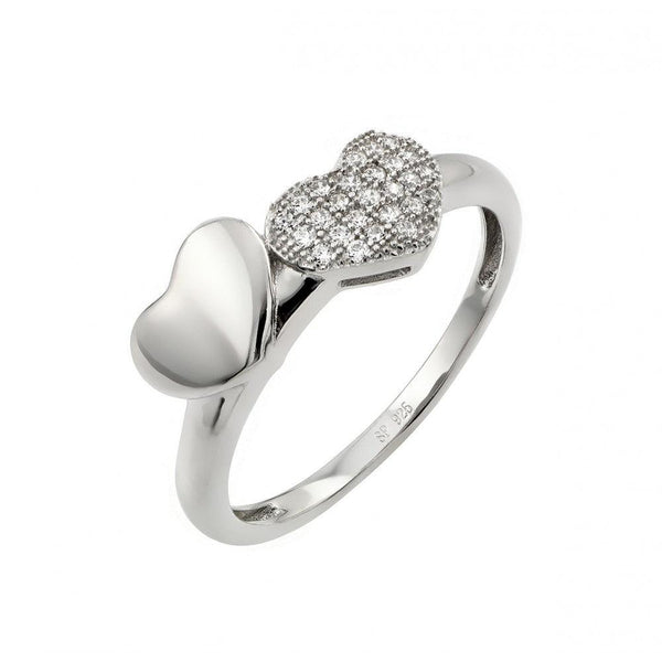 Silver 925 Rhodium Plated Micro Pave Set Clear CZ Heart Ring