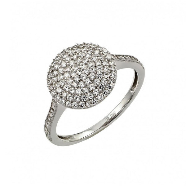 Silver 925 Rhodium Plated Pave Set Clear CZ Circle Ring